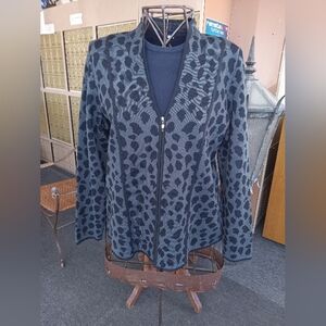 MiSOOK Stylish Black and Gray Leopard Print Cardigan